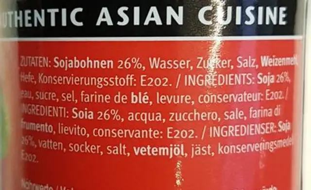 Soy Sauce mild ingredients label