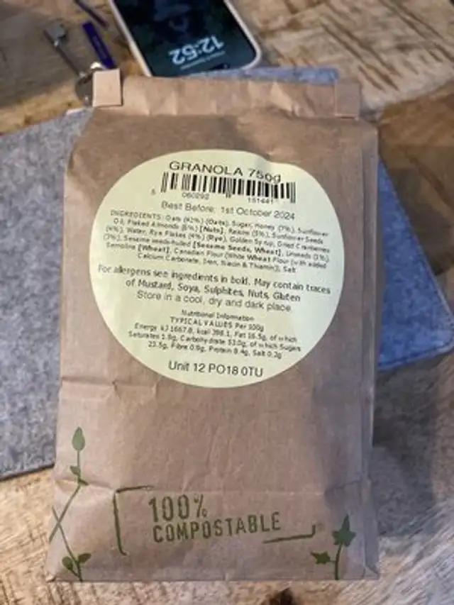 The Hungry Guest Granola nutrition facts table