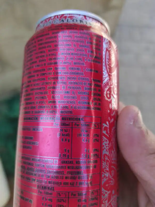 Monster Energy Ultra Red nutrition facts table