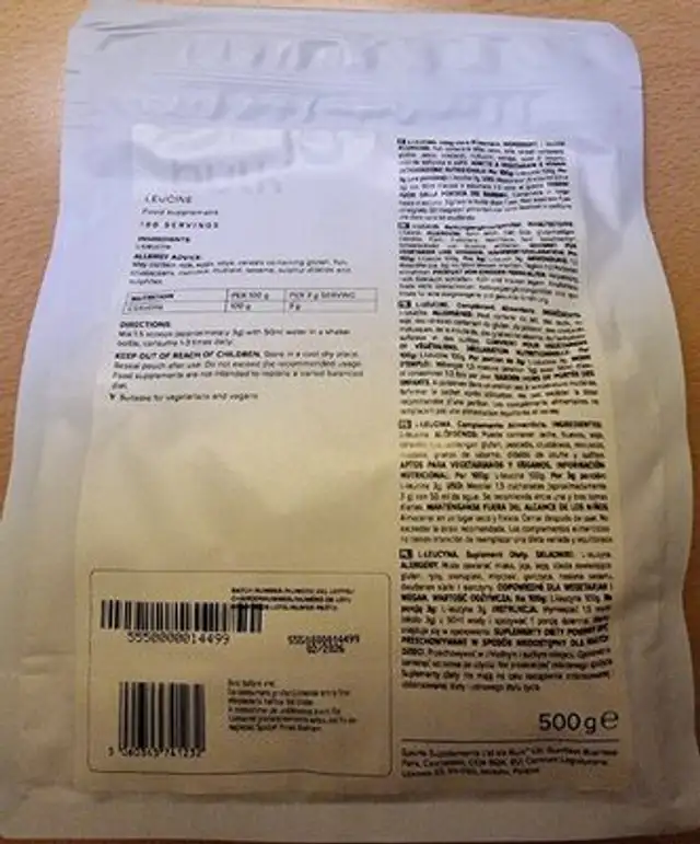 Leucine nutrition facts table