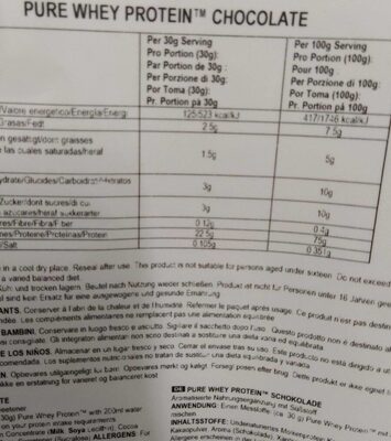 Dbl. Choko Shake nutrition facts table