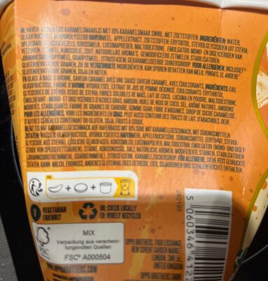 Oppo Double Salted Caramel Swirl Vegan ingredients label