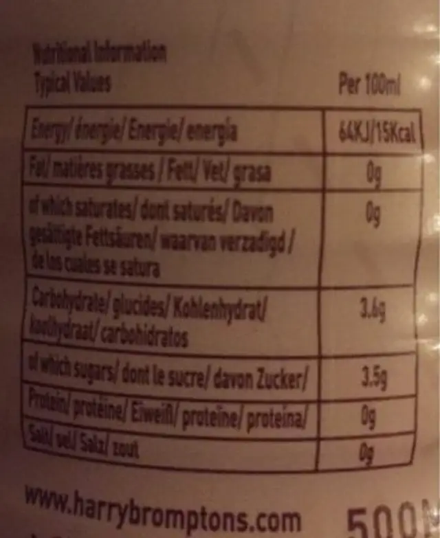 London ice tea nutrition facts table