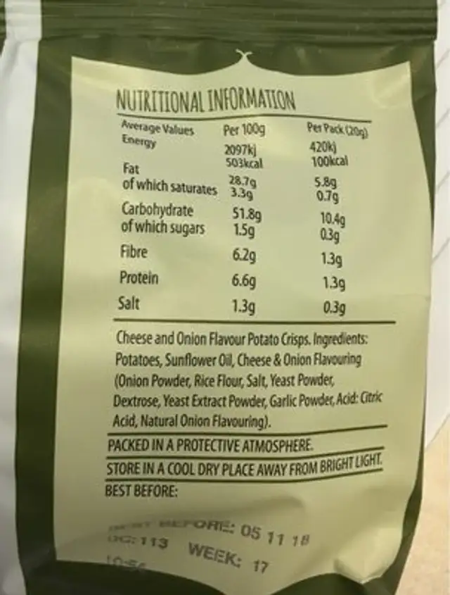 Ten Acre ingredients label