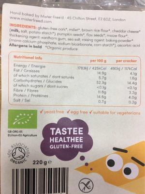 Cracottes nutrition facts table