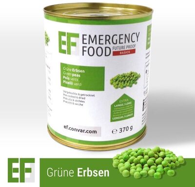 Grüne Erbsen (gefriergetrocknet) front packaging