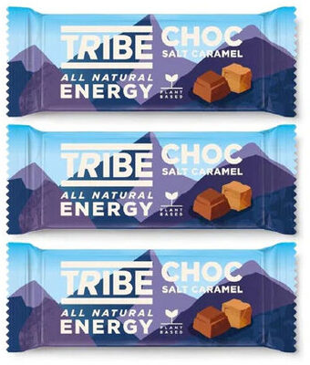 TRIBE Choc Salt Caramel Natural Energy Bars front packaging