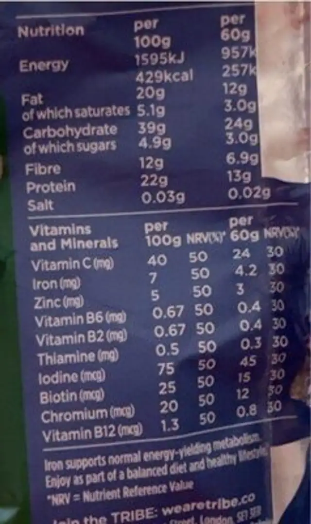 ACTIVE OATS+ Low Sugar Nut Crunch nutrition facts table