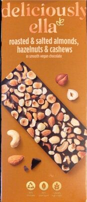 Roasted & salted almonds, hazelnuts & cashews in chocolate