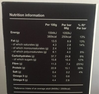 Huel Bar café nutrition facts table