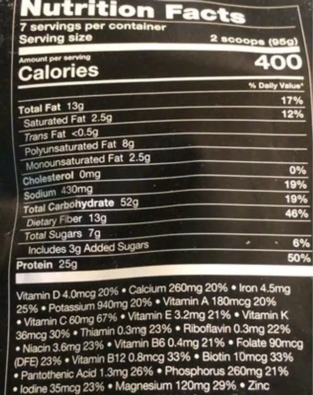 Spicy Indian Curry nutrition facts table