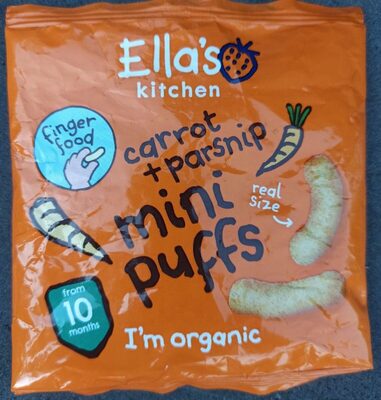 Carrot &parsnip mini puffs front packaging