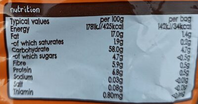 Carrot &parsnip mini puffs nutrition facts table