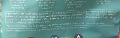 Granola Apple Hazelnuts imp ingredients label
