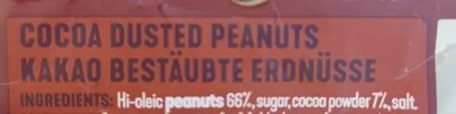 Cocoa Dusted Peanuts ingredients label