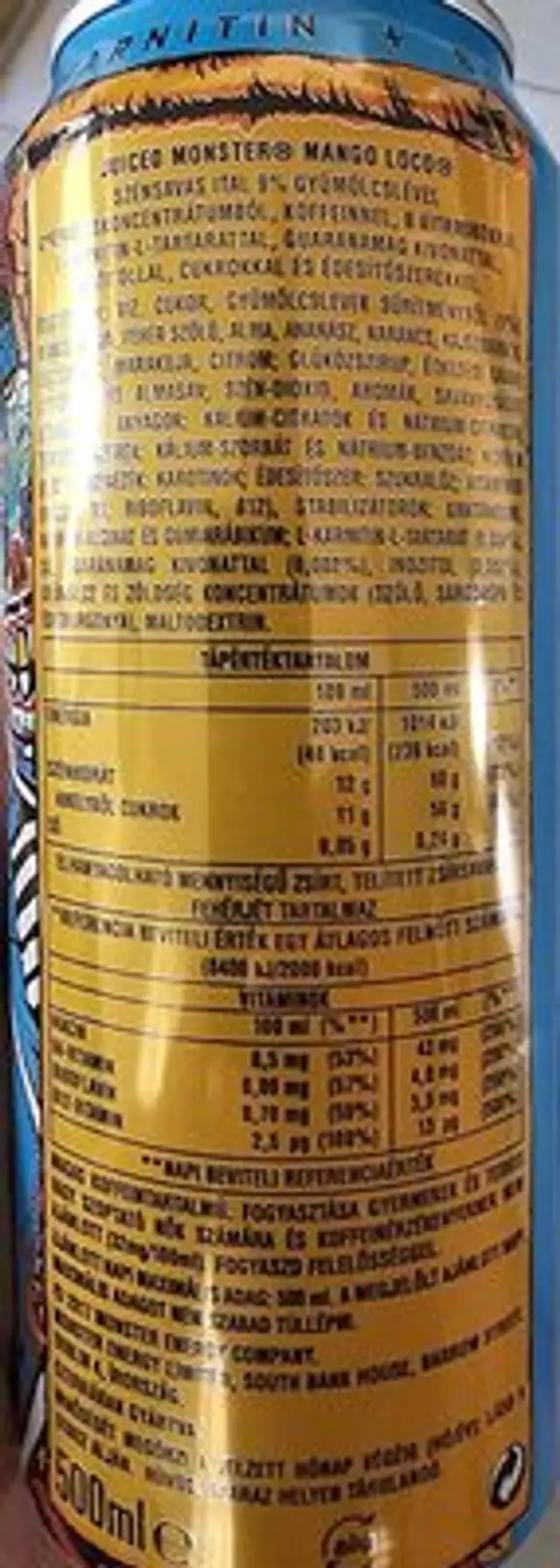 Juiced nutrition facts table
