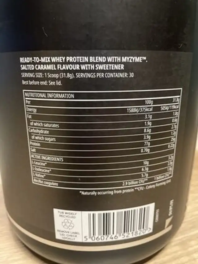 The whei ingredients label
