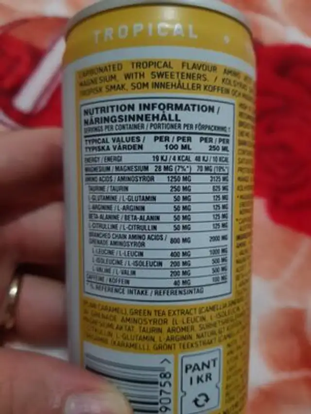 Essential AMINO ingredients label
