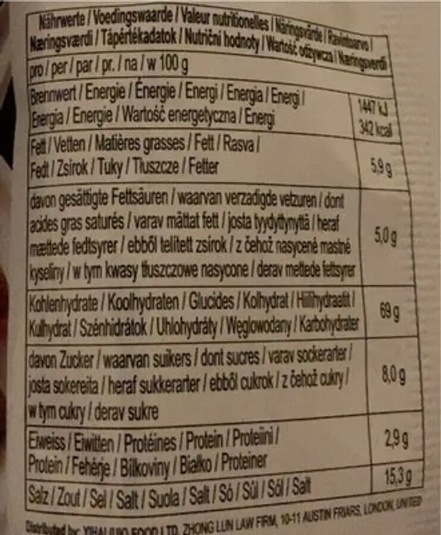 Broth Flavour Hot Pot Soup Base nutrition facts table