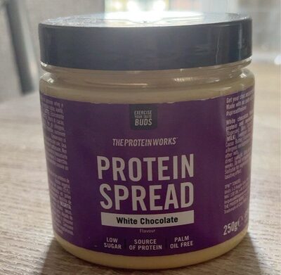 Protein spread white chocolate front packaging