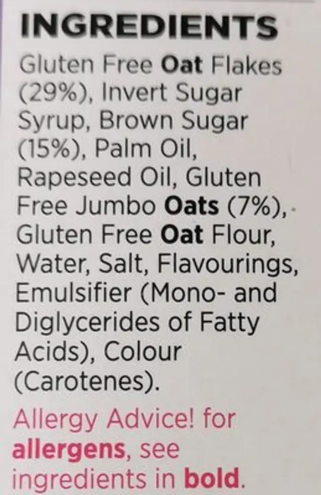 Unknown ingredients label