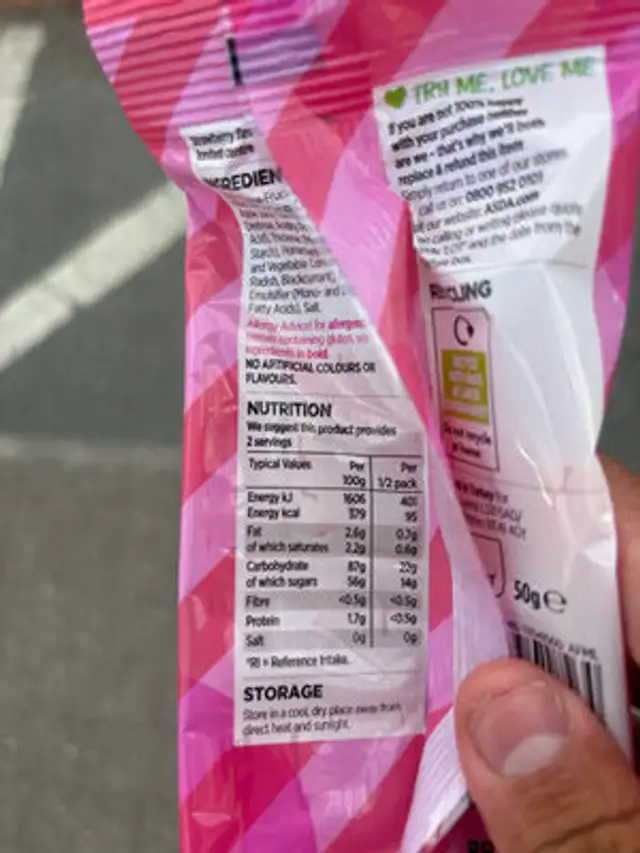 Strawberry cables nutrition facts table
