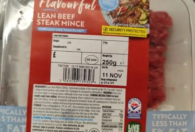 Lean been steak mince front packaging