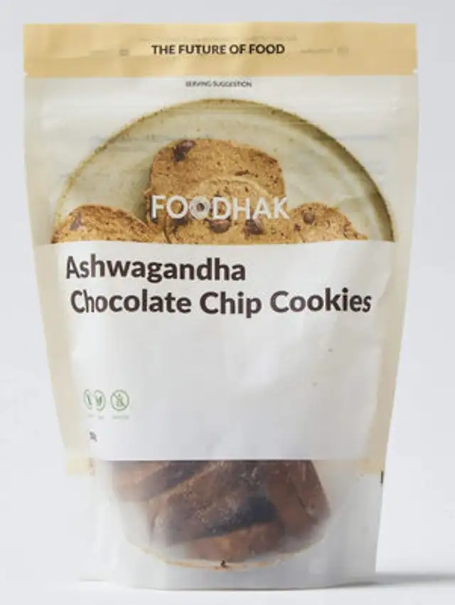 Ashwagandha Chocolate Chip Cookies front packaging