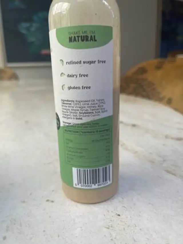 Tahini & lime Salad Dressing nutrition facts table