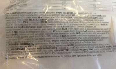 Muffin citron chocolat blanc ingredients label