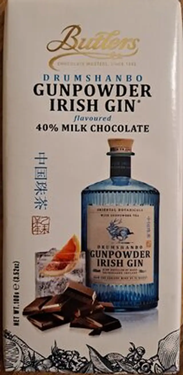Drumshanbo Gunpowder Irish Gin 40% Milk Chocolate front packaging