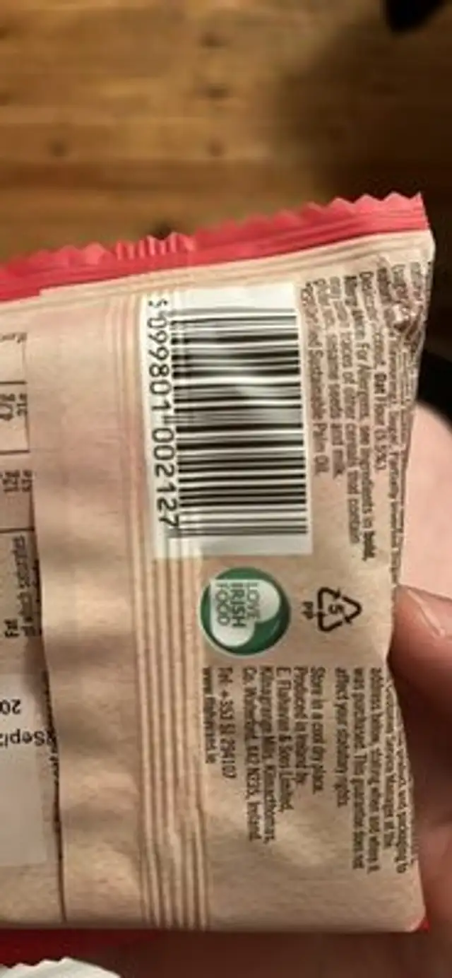 Irish Oaty Flapjacks Choc Chip nutrition facts table