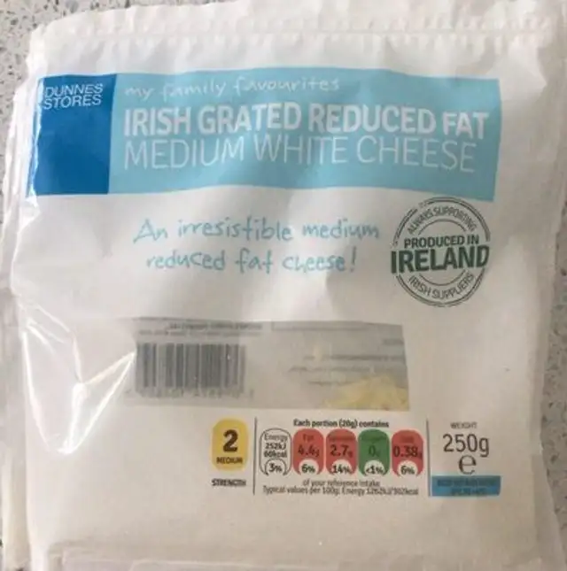 Reduced Fat cheese front packaging