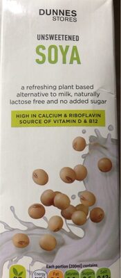 Unsweetened soya milk alternative