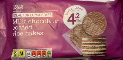 Milk chocolate coated rice cakes