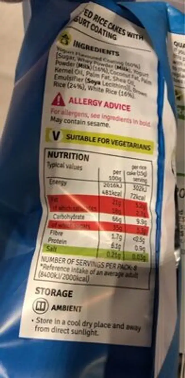 Tortutas arroz front packaging