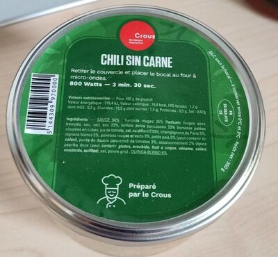 Chili sin carne front packaging