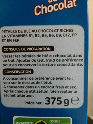 pétales de blé au chocolat