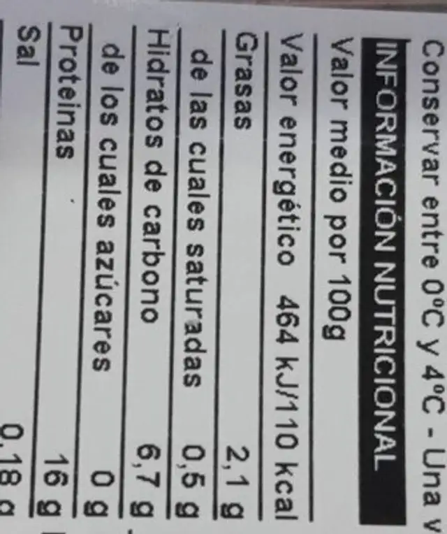 Pechuga fileteada rebozada nutrition facts table