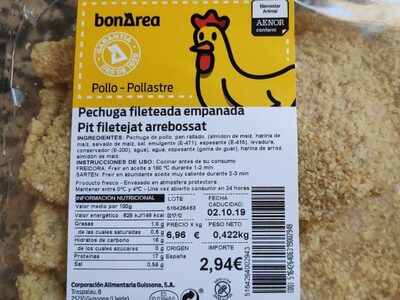 Pechuga fileteada empanada