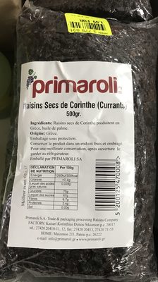 Raisins secs de Corinthe front packaging