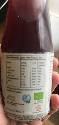 Jus de grenade naturel nutrition facts table