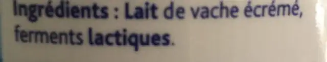 Yaourt Grec authentique ingredients label