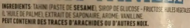 Halva vanille ingredients label