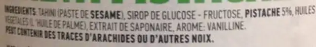 Halva Supérieure Pistache ingredients label
