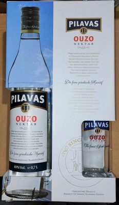 Pilavas Ouzo Nektar 40 % Vol. mit Glas