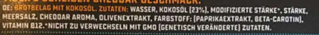 Cheddar Geschmack Scheiben ingredients label