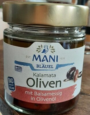 Kalamata Oliven mit Balsamessig in Olivenöl