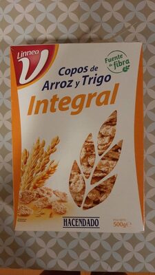Copos de arroz y trigo integral front packaging