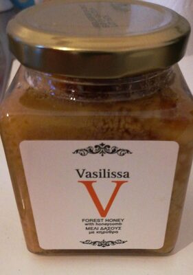 Miel grec de forêt avec alvéoles bio front packaging